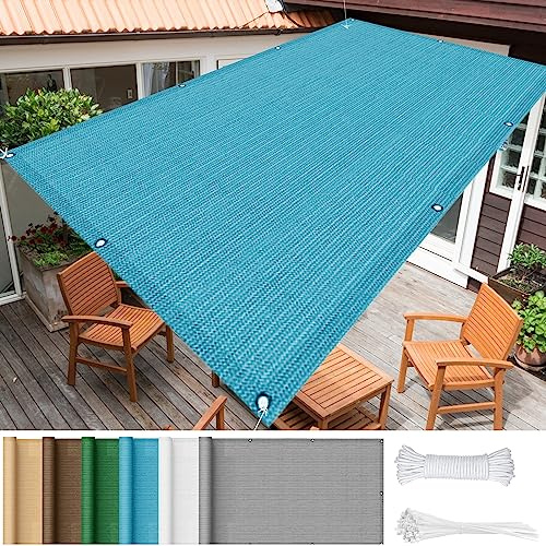 Tenda parasole in HDPE, 4,5 x 9,5 m, blocco UV al 95%, rettangolare, per esterni, patio, giardino, prato, traspirante, colore azzurro cielo, per una maggiore copertura dell'ombra