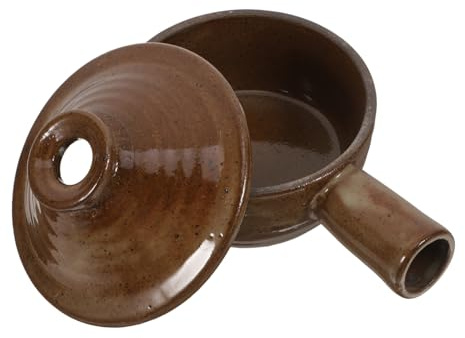 Casserole en Terre Cuite Marron avec Poignée, Résistante à Chaleur