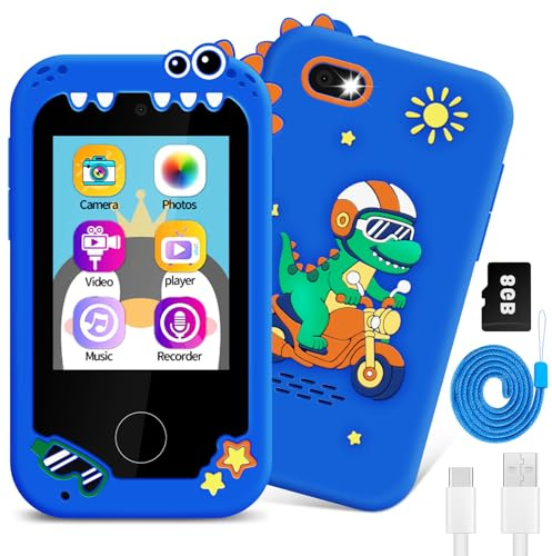 Kids Smart Phone for Boys, Touchscreen Kids Mobile Phone with Dual Cameras, 31 Games, Music Player, Educational Learning Toys Christmas Birthday Gifts for Boy Toddler Ages 3 4 5 6 Year Old, 8G Card