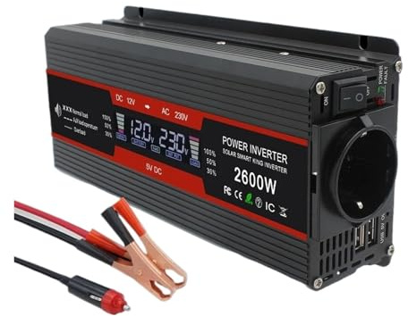 Power Inverter Inverter Potenza 1500W 2000W 2600W 12V 220V Sinusoidale Modificata Spina UE 50Hz 60Hz Telecomando Convertitore Solare Trasformatore Invertitore(2600W 12V 50hz EU)