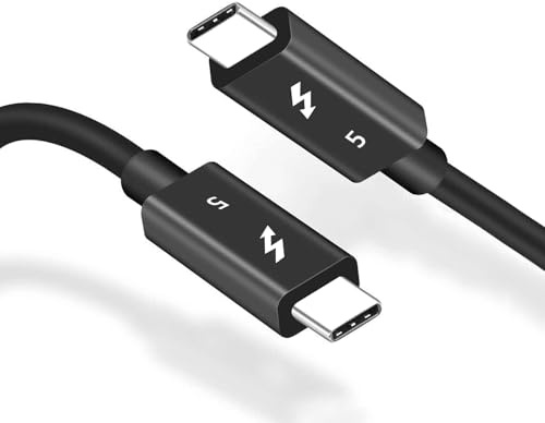 Diyuna Thunderbolt 5-kabel 80 Gbps - Kompatibel med Thunderbolt 5/4/3, 240 W PD snabbladdningskabel, stöder 16K@60Hz 8K@60Hz 4K@240Hz skärm för bärbar dator, MacBook, eGPU, SSD, dockningsstation (0,5M