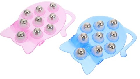 Gogogmee Rollkugelmassagegerät 360 Grad Rotation mit 9 Stahlkugeln Katzenförmiges Handliches Pvc und Pom Material zur Schmerzlinderung für Gesicht und Beine
