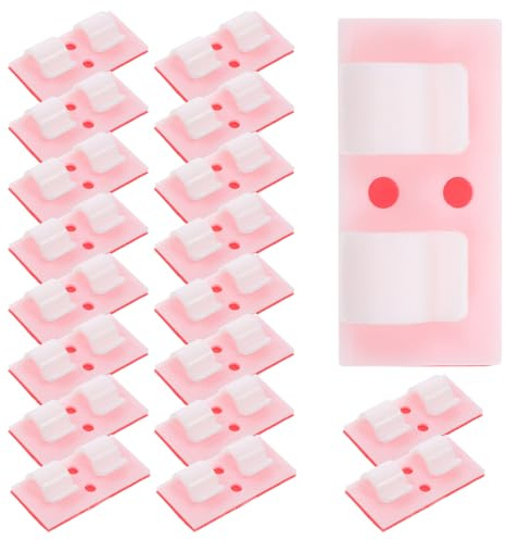 DOITOOL 26 Clips Organizadores de Cables USB Autoadhesivos Sujetacables Blancos Doble Línea y Base Acrílica para Orden y Fijación de Cables de Carga y Red en Oficina y Hogar