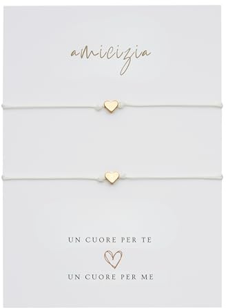 Briefzauber Braccialetti dell’amicizia (set 2 pezzi) | macramè minimal con cuore dorato | bracciale amicizia donna, regalo donna per migliore amica BFF | gioielli/jewellery