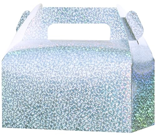 UnicoPak 30-pack glitter paljetter fest matlådor iriserande festväskor lådor för godis godis lunch godis kakor leksaker till födelsedag, 16,5 x 9 x 10 cm