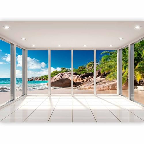 Papier peint murando intissé 300x210 cm Décoration Murale XXL Poster Tableaux Muraux Tapisserie Photo Trompe l'oeil paysage Nature Plage Mer Paume c-C-0068-a-a