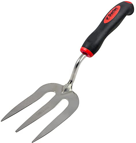 Darlac Gartenhandgabel - perfekt für Blumenbeete und Abgrenzungen - Gartenhandgabel mit Gummigriff
