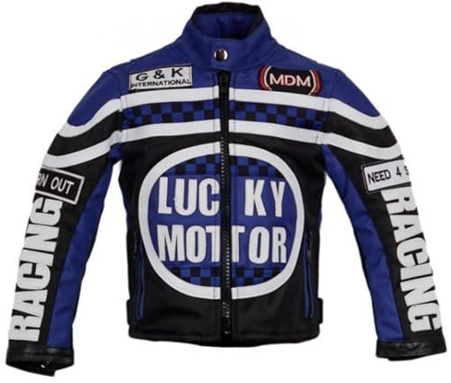 Chaqueta de motociclista para niños, chaqueta de motocicleta en azul, chaqueta de carreras, azul, 164