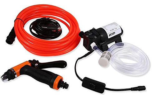 MAGT Autowaschanlage, Tragbare Elektrisch Autowäscher Auto Reinigung Wasserpumpe 12V Hochdruckautowaschpumpe Elektrischer Hochdruckwasserpumpen Abzugsspritzpistolen Satz
