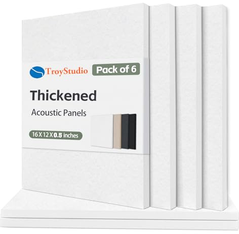 TroyStudio Akustikplatte - 40,6 x 30,5 x 1,3 cm, 6 Stück, dichte, dicke Schalldämmung und Schallabsorption, Wand- und Decken-Akustikbehandlung, Filzfliesen für Aufnahmestudio, Zuhause