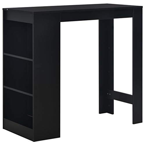 vidaXL Tavolo da Bar con 3 Ripiani da Colazione Moderno Elegante Robusto Bancone Tavolino Alto da Cucina 110x50x103 cm Nero in Truciolato