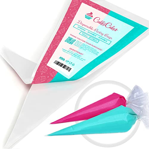CukkiCakes 200 Mangas Pasteleras Desechables Profesionales (Tamaños: 30/40/47/53cm) - 100% Reciclables – Capa Extra Gruesa (0.08mm) Transparente
