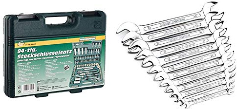 Mannesmann M98410 - Juego de llaves de vaso 94 piezas, 1/4 y 1/2 + M 110-12 - Juego de llaves, 12 piezas, 6-32 mm