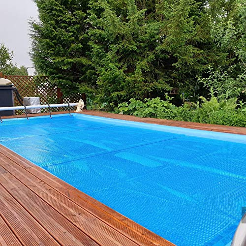 Cobertor Solar Piscinas Burbuja el Verano Cubierta de Piscina Solar, Rectángulo Manta Calefactora Tarea Pesada Lona con Ojales, para Piscinas Hinchables, Piscinas Enterradas