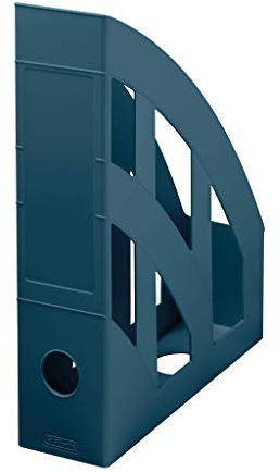 Herlitz Stehsammler Greenline A4 Dunkelblau - Zeitschriftensammler 8 cm breit, Magazinhalter aus Recycling-Kunststoff, Stehordner mit Griffloch, Archivbox für Büro & Schule (Navy)