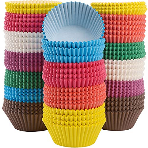 WUWEOT 800 Stück Muffin Förmchen Cupcake Wrapper Papierbackförmchen Standard Backbecher für Hochzeit Geburtstage Multicolor