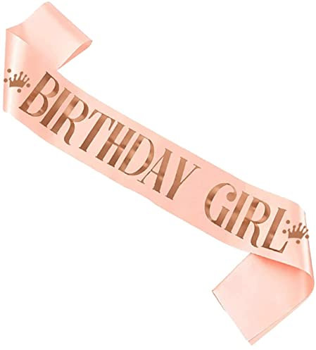 Birthday Girl Sash, Rose Gold Birthday Sash Birthday Satin Sash for Woman Girls Birthday Accessories