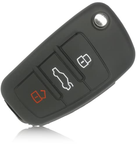 FOAMO Autoschlüssel Hülle kompatibel mit Audi 3-Tasten Klappschlüssel - Silikon Schutzhülle Cover Schlüssel-Hülle in Schwarz