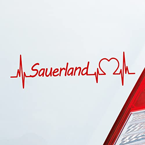 Hellweg Druckerei Auto Aufkleber Sauerland Puls Herzschlag Fun Sticker Heckscheibenaufkleber Autoaufkleber mit Ferien Region Motiv