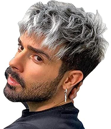 Kurze Perücke Männer, Halloween Perücke Männer, Cosplay Perücke, Jungen Perücke, Herren Party Perücken, Perücke Herren Silber, Haar Perücke Männer, für Cosplay Kostüm