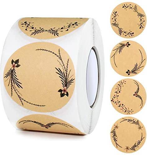 500 Stück Kraftpapier Aufkleber,Etiketten Selbstklebend 5cm,Marmeladenglas Aufkleber zum Beschriften Rund Geschenksticker Handmade,Etiketten für Küche, Geschenktüten,Hochzeit