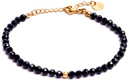 BERGERLIN Naturstein Perlenarmband Damen Herren, Silber/Gold | Naturstein Armband Damen & Herren: Armband Gold/Silber mit echten Heilsteinen – vom deutschen Prüflabor bestätigt.
