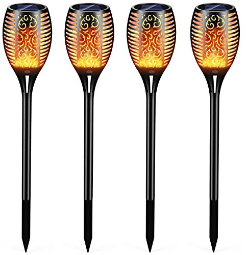 gabless Lampade Solari da Giardino Torcia 4 Pezzi, Fiamma, da Esterno 33LED, Luci Decorative IP65 per Patio, Prato
