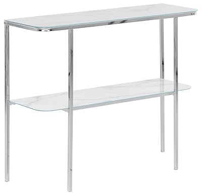 Beliani Konsolentisch Marmor Optik weiß Glas mit silbernen Metallbeinen elegant Calvert