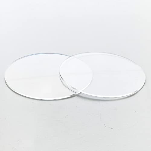 Set of 2 Cake Boards 6 to 10 Inch Reusable Clear Glossy Acrylic Round Disk - 1/8 or 0.12 inch Thick for Professional Cake Presentation, Size:6 inches