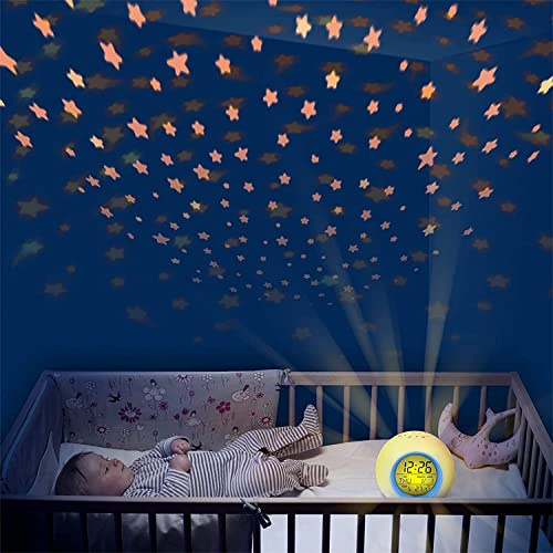 Kinderwecker Digitaler Wecker Digital Sonnenaufgangssimulator Kinderwecker für Mädchen Jungen mit Bunte Lichter Leiser Wecker Ohne Ticken Schlafzimmer mit LED-Wecklicht & Nachtlichtlampe (Blau)