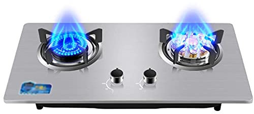 Fornello a Gas, 2 fuochi GPL/NG Manopole Piano Cottura a Gas Piano Cottura a Gas Incorporato, Sinistra 4,5KW + Destra 5,2KW, accensione Elettronica pulsata