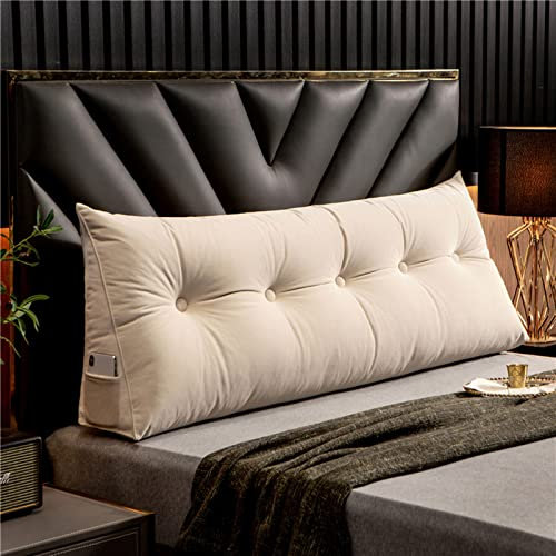 UVCMDUI Rückenlehne Kissen, Keilform Rückenlehne Kissen, Groß Waschbar Rückenkissen Perfekt Als Lesekissen, Wandkissen, Rückenlehne,Beige,180cm/70.9in