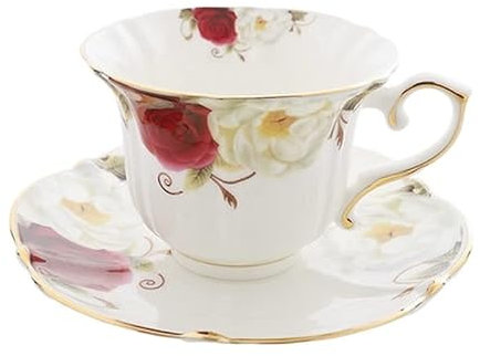 HARAY Tasses Coupe-thé en céramique Coupe de la céramique Porcelaine Royal Vintage Vintage Réutilisable Coupe de café Ensemble Gold Rim Fancy Tea Xicara Boissons Tasse de café (Color : Style 3)