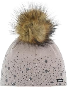 Eisbär Rana Lux Strickmütze Bommelmütze Damenmütze Wintermütze Beanie Damen - Made in Austria mit Futter, Futter Winter Herbst-Winter