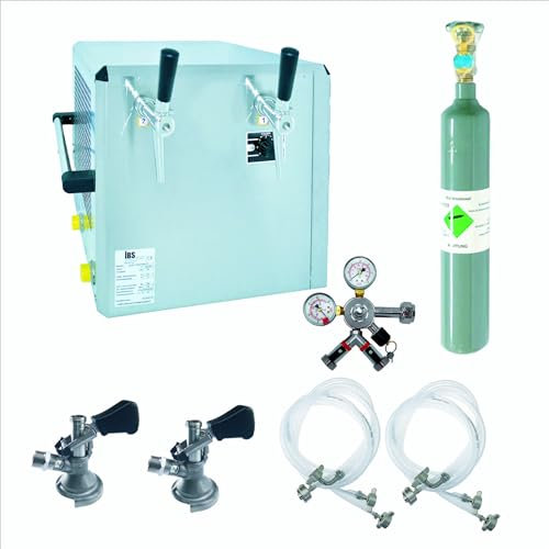 Bierzapfanlage 100 l/h Zapfleistung kpl.Set für 2 Bierfässer, Flach-Zapfkopf Typ A, 0,5kg CO2 Flasch