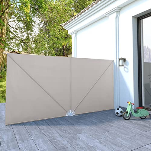 ARKEM Collapsible Terrace Side Awning Cream 400x200 cm,Side Awning Retractable, Outdoor Privacy Screen for Garden, Balcony, Terrace