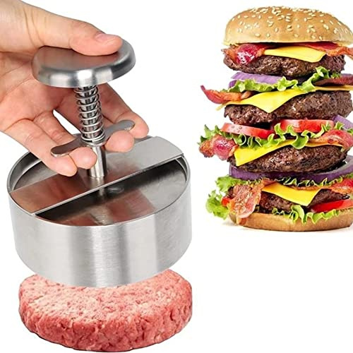 Gsycle Adjustable Burger Press, Stainless Steel Non Stick HamBurger Press Patty Maker Patty Making Moulds Meat Press for Hamburger, Beef, Vegetable, BBQ, Griddle and Cooking