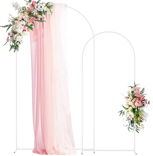 Wokceer Wedding Arch Stand 7.2FT, 6FT White Metal Arch Backdrop Stand Set of 2 for Birthday Party Wedding Ceremony Baby Shower Graduation Decoration