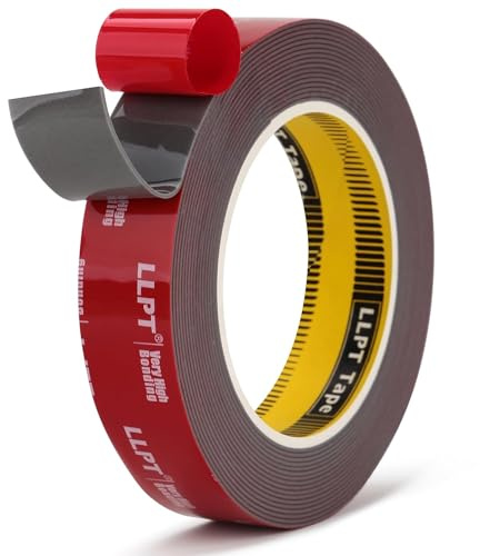 LLPT Ruban Adhésif Double Face Ruban de Montage Robuste 25MM*5.5M Gris | Bande Adhésive Double Face Imperméable à l'eau pour Cadres Photo Poster Automobile Home Déco Boîte à Clous