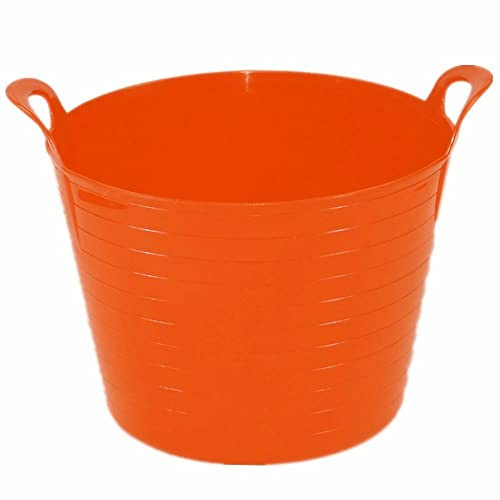 CHPL Orange - 26L / 42L / 75 Litre Flexi Tub Robust Versatile Multipurpose Flexible Plastic Toy Storage Container Bucket for Animal Feeding or Laundry Basket - (26 Litre)