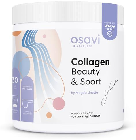 Osavi Collagen Beauty & Sport – 225 g Powder | VERISOL® & TENDOFORTE® for Healthy Hair, Skin, Nails, Tendons & Ligament Strength | Improves Skin Elasticity & Reduces Wrinkles
