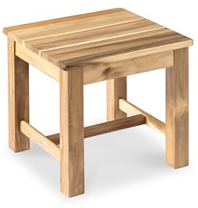 VICTORY RELAX 12 Inch Wooden Light Natural Step Stool, Small Nature Beach Chair Under Desk, Indoor Acacia Wood Short Footstool for Living Room, Kitchen, Bathroom