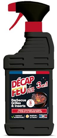 Décap'Four Décap'Feu | Nettoyant Barbecue, Grilles & Inserts | Agit en 5 min | Permet d'éliminer facilement la suie et la graisse brulée | Parfum citron | Fabriqué en France 750 mL