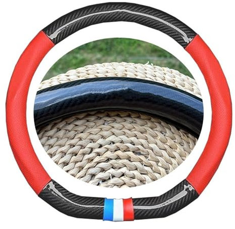 Lenkradabdeckung Auto Sport Lenkrad Abdeckung PU Leder Carbon Fiber Textur Für Mazda Für SKYACTIV Für Axela Für CX6 Für CX-5 Für CX4 Für CX3 Lenkradbezug Auto (Farbe : Red D)
