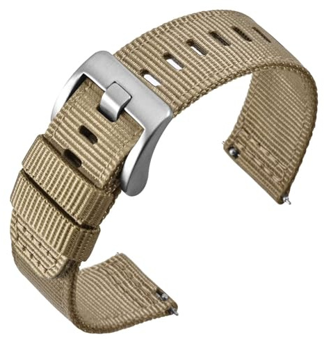 ANNEFIT Bracelet de Montre en Nylon à Dégagement Rapide, Bracelets de Montres Militaires pour Homme 20mm (Kaki)