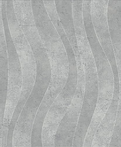 Rasch Tapeten 315820 - Vliestapete mit Wellen in Grau aus der Kollektion Color your life - 10,05 m x 0,53 m (LxB)