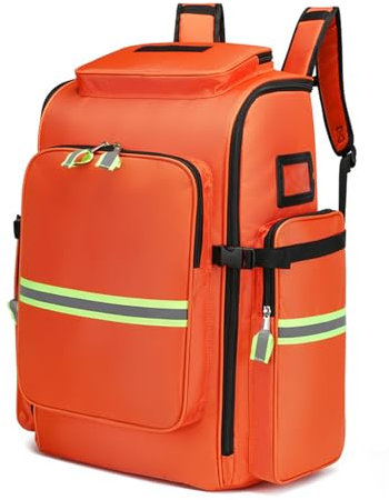 Joyfitness Leerer Erste-Hilfe-Rucksack, Tasche für Ersthelfer, mehrere Fächer, Erste Hilfe Notfallrucksack mit Trennwänden für Zuhause, Auto, Reisen, Camping, LKW, Wandern (nur Tasche)