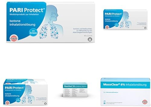 Bundle of PARI MucoClear Protect 3% NaCl Inhalationslösung mit Ectoin – Hypertone Kochsalzlösung zum Inhalieren – für Säuglinge, Kinder und Erwachsene – 10 Ampullen á 2.5ml – Steril, ohne Konservierun