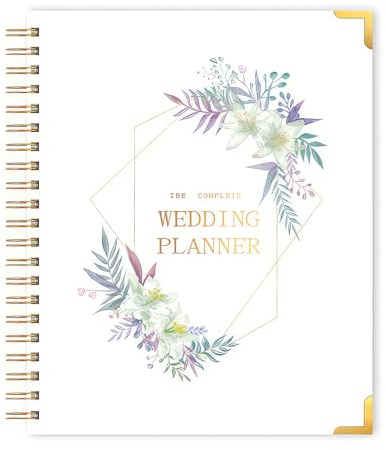 BTBHIHO Libro degli ospiti per matrimonio, 29 x 24 cm, con domande, 66 pagine doppie con motivo floreale, rilegatura a spirale, per foto di messaggi di benedizione