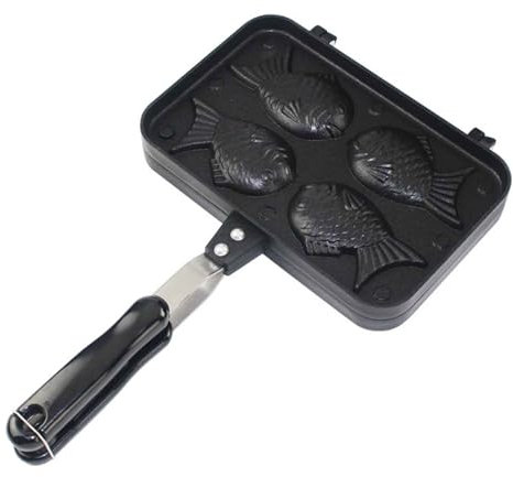 NISMIA Doppelseitiges Waffeleisen aus Aluminium in Fischform, antihaftbeschichtete Kuchenform in Fischform, kleine Snackmaschine